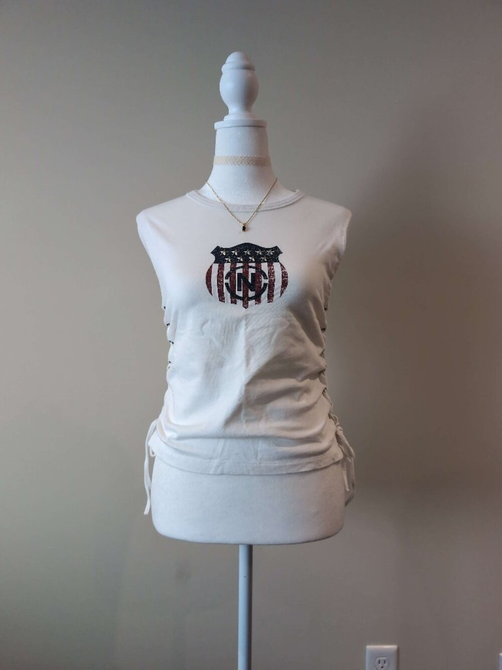 Y2K 100% Cotton Tank with Side Ribbon Ties